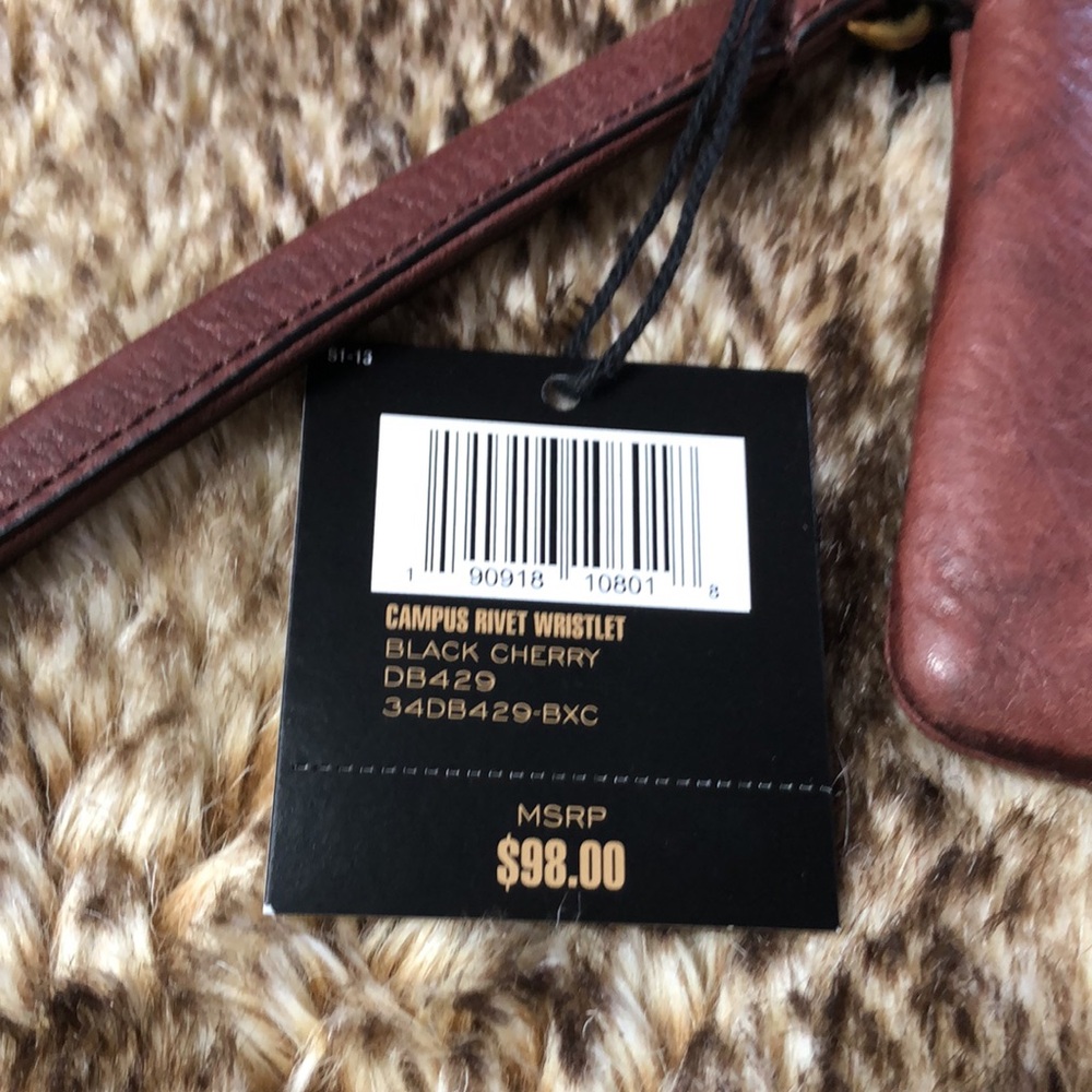 NWOT Frye Rustic Burgundy Leather Wristlet - Picture 2 of 10